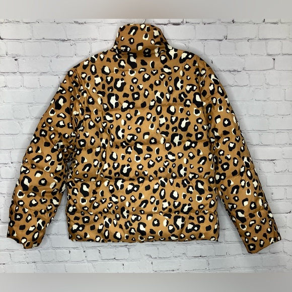 Who What Wear Gold Leopard Print Puffer Jacket Size Small - Picture 4 of 6